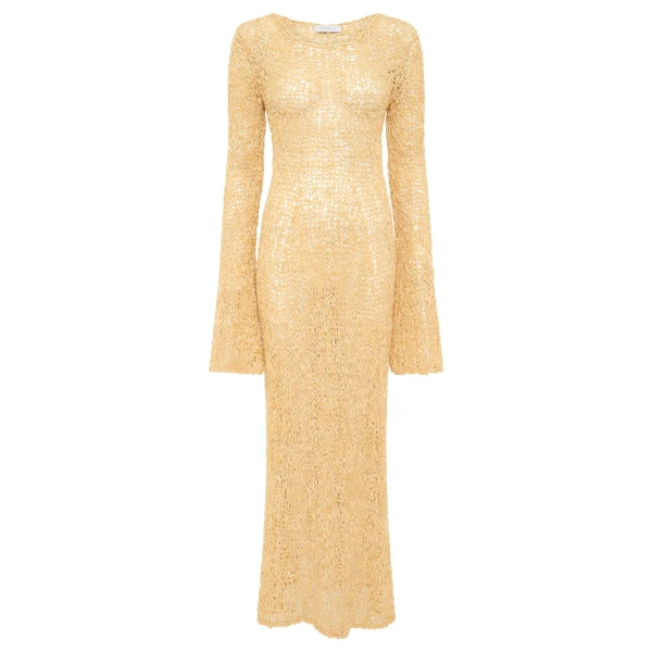 Elinea Knit Maxi Dress in Hay Silk Cashmere Linen