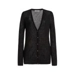Gabriela Hearst Emma Pointelle Knit Cardigan in Black Cashmere Silk