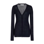 Gabriela Hearst Emma Pointelle Knit Cardigan in Dark Navy Cashmere Silk Gabriela Hearst Emma Pointelle Knit Cardigan in Dark Navy Cashmere Silk