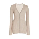 Gabriela Hearst Emma Pointelle Knit Cardigan in Oatmeal Cashmere Silk