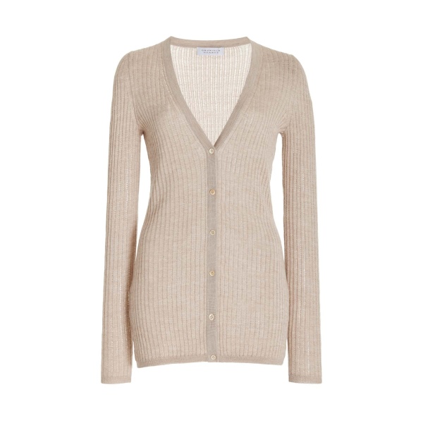 Gabriela Hearst Emma Pointelle Knit Cardigan in Oatmeal Cashmere Silk