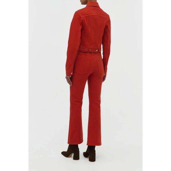 Gabriela Hearst Ezra Bootcut Cropped Jean in Antelope Orange Recycled Cotton Denim, view 4