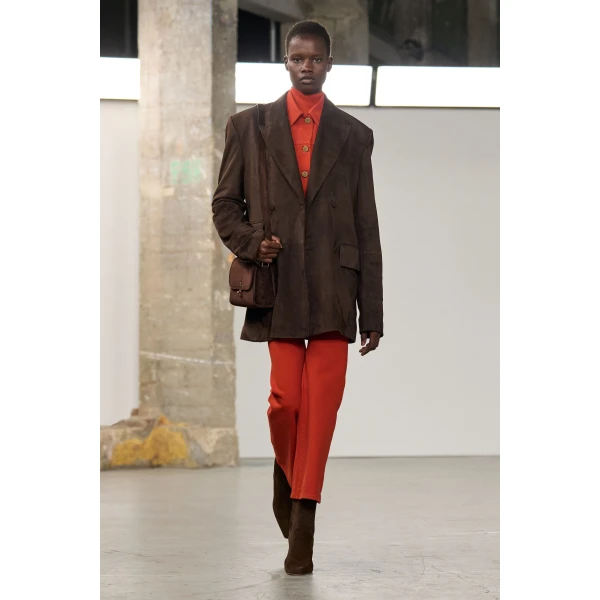 Gabriela Hearst Ezra Bootcut Cropped Jean in Antelope Orange Recycled Cotton Denim, view 6
