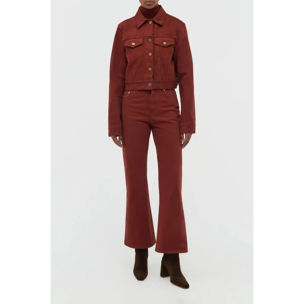 Gabriela Hearst Ezra Bootcut Cropped Jean in Burnt Sienna Recycled Cotton Denim, view 2