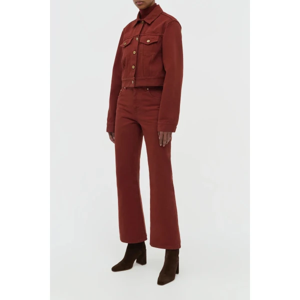 Gabriela Hearst Ezra Bootcut Cropped Jean in Burnt Sienna Recycled Cotton Denim, view 3