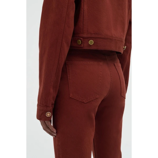Gabriela Hearst Ezra Bootcut Cropped Jean in Burnt Sienna Recycled Cotton Denim, view 5