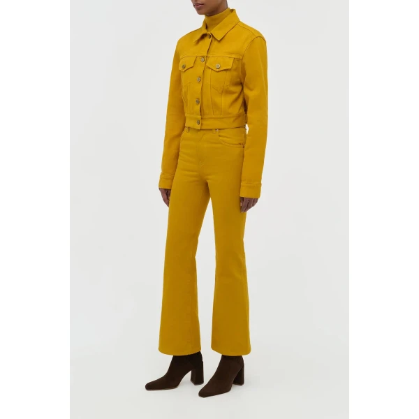 Gabriela Hearst Ezra Bootcut Cropped Jean in Golden Birch Recycled Cotton Denim, view 3
