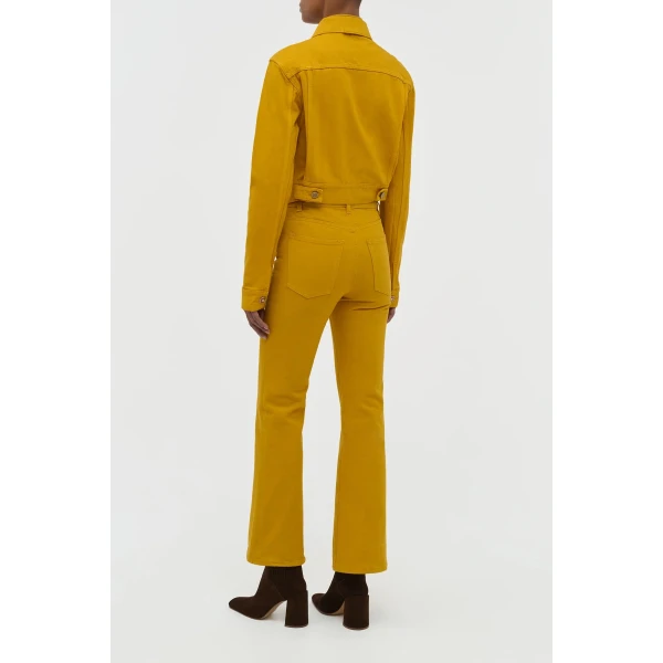 Gabriela Hearst Ezra Bootcut Cropped Jean in Golden Birch Recycled Cotton Denim, view 4