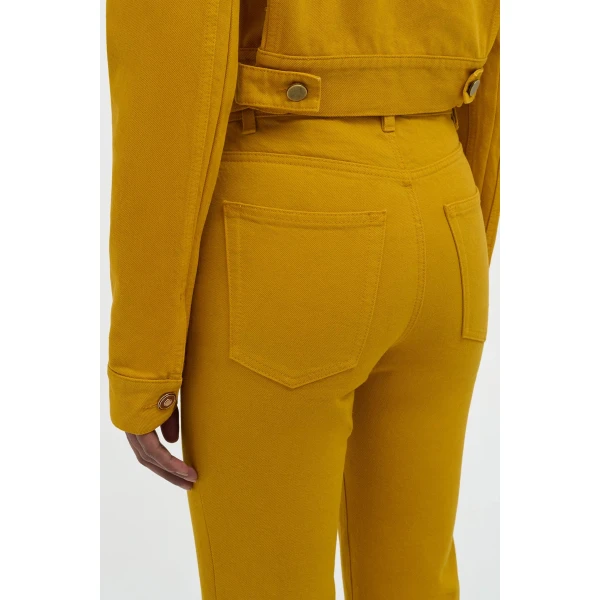 Gabriela Hearst Ezra Bootcut Cropped Jean in Golden Birch Recycled Cotton Denim, view 5