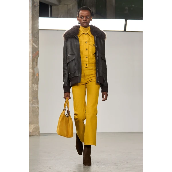 Gabriela Hearst Ezra Bootcut Cropped Jean in Golden Birch Recycled Cotton Denim, view 6