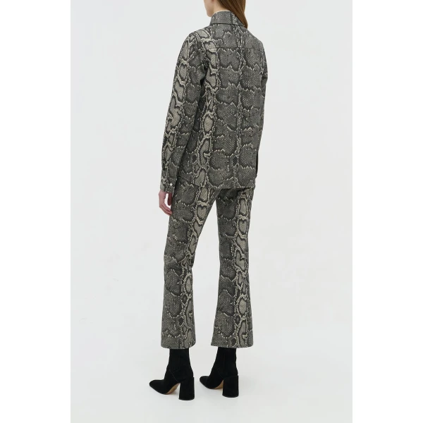Gabriela Hearst Ezra Bootcut Cropped Jean in Greyscale Recycled Printed Cotton Denim, view 3