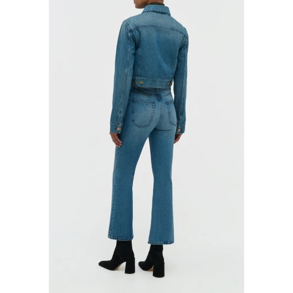 Gabriela Hearst Ezra Bootcut Cropped Jean in Uruguayan Blue Recycled Cotton Denim, view 3