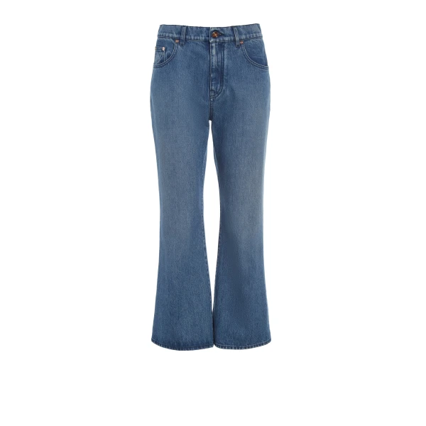 Gabriela Hearst Ezra Bootcut Cropped Jean in Uruguayan Blue Recycled Cotton Denim