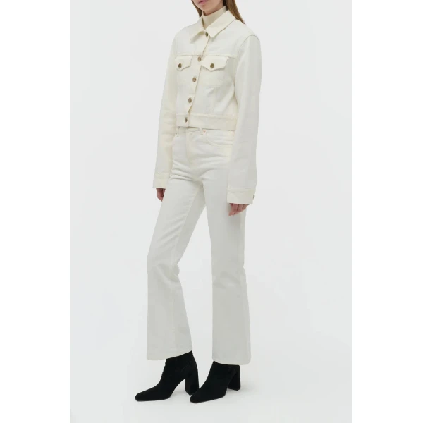 Gabriela Hearst Ezra Bootcut Cropped Jean in White Recycled Cotton Denim, view 2