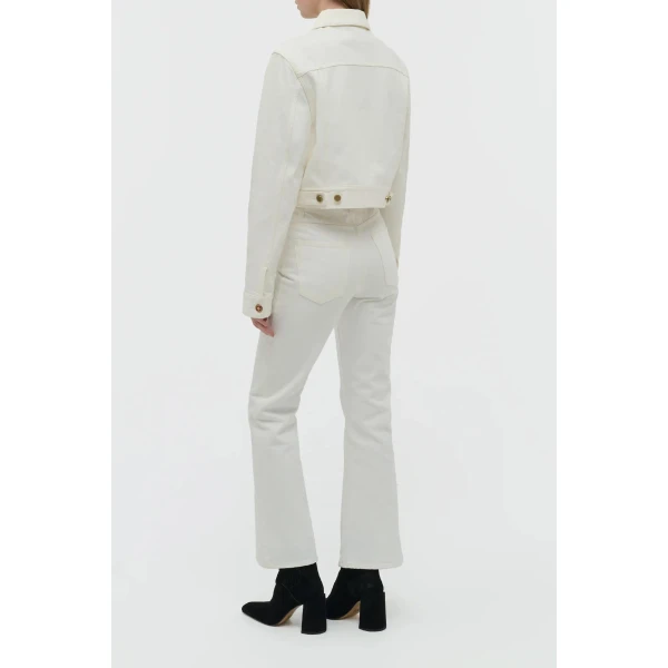 Gabriela Hearst Ezra Bootcut Cropped Jean in White Recycled Cotton Denim, view 3