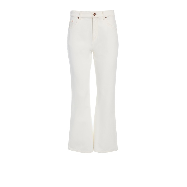Gabriela Hearst Ezra Bootcut Cropped Jean in White Recycled Cotton Denim