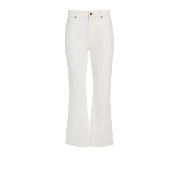 Gabriela Hearst Ezra Bootcut Cropped Jean in White Recycled Cotton Denim