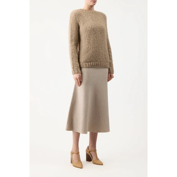 Gabriela Hearst Freddie Knit Midi Skirt in Oatmeal Merino Wool Cashmere, view 2