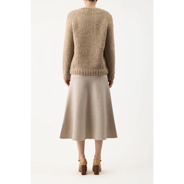 Gabriela Hearst Freddie Knit Midi Skirt in Oatmeal Merino Wool Cashmere, view 3