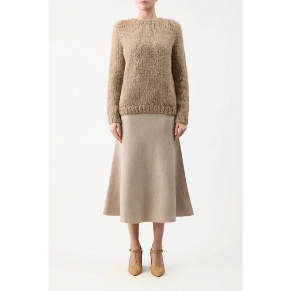 Gabriela Hearst Freddie Knit Midi Skirt in Oatmeal Merino Wool Cashmere, view 4