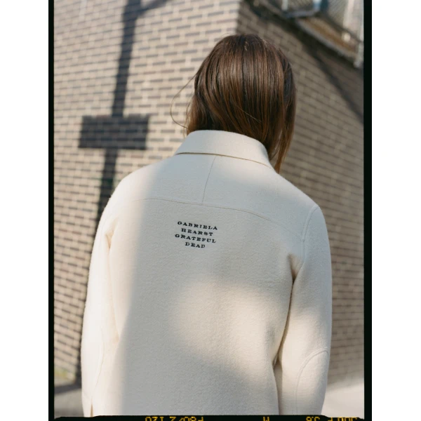 Gabriela Hearst John Austin Shirt in Ivory Double-Face Recycled Cashmere Felt, view 3