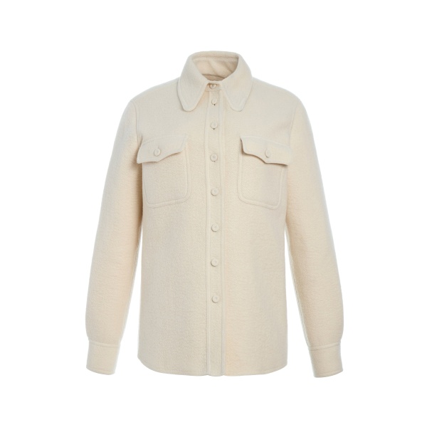 Gabriela Hearst John Austin Shirt in Ivory Double-Face Recycled Cashmere Felt