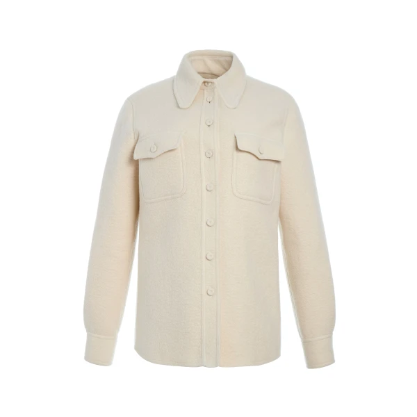 Gabriela Hearst John Austin Shirt in Ivory Double-Face Recycled Cashmere Felt