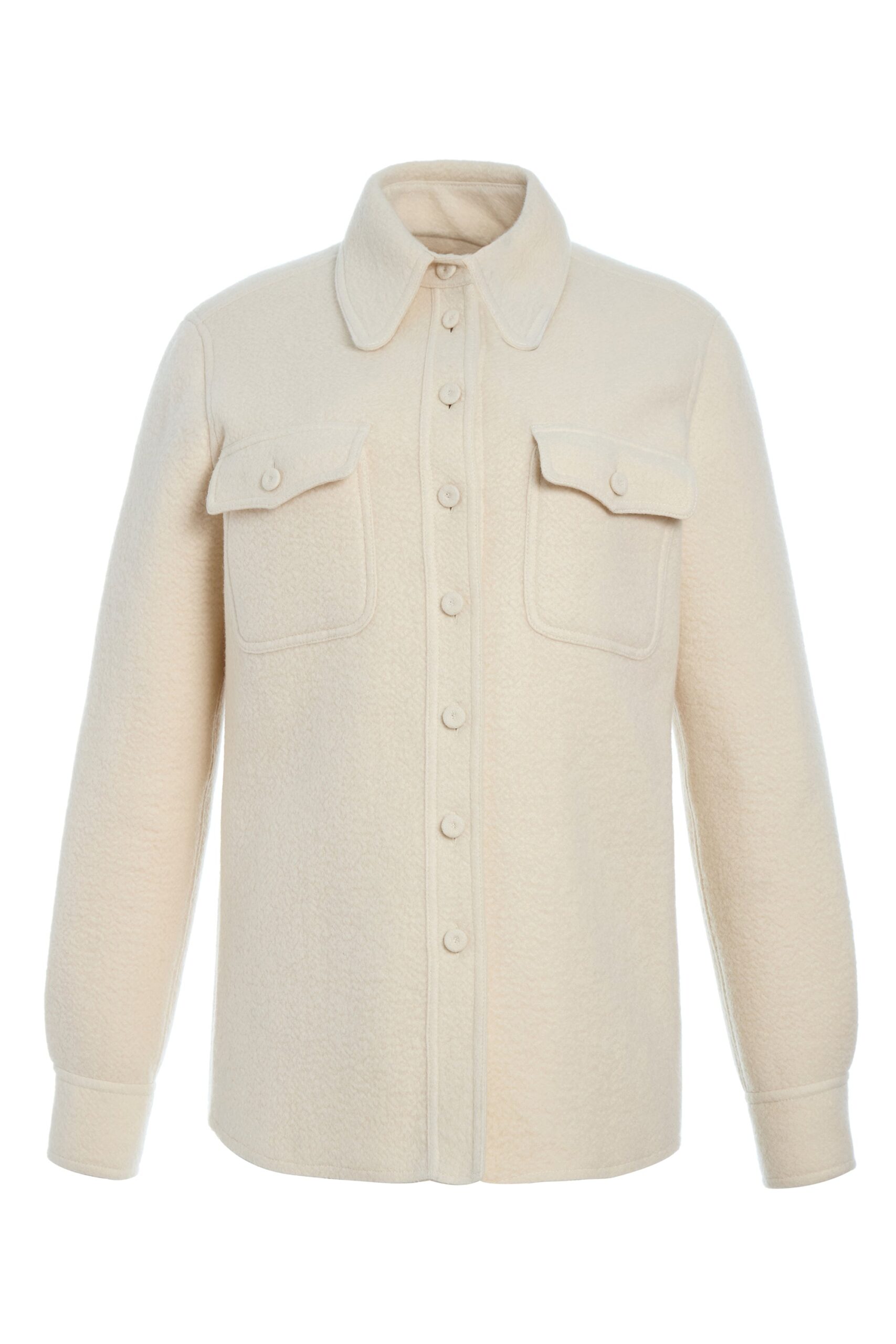 Gabriela Hearst John Austin Shirt in Ivory Double-Face Recycled Cashmere Felt Gabriela Hearst John Austin Shirt in Ivory Double-Face Recycled Cashmere Felt