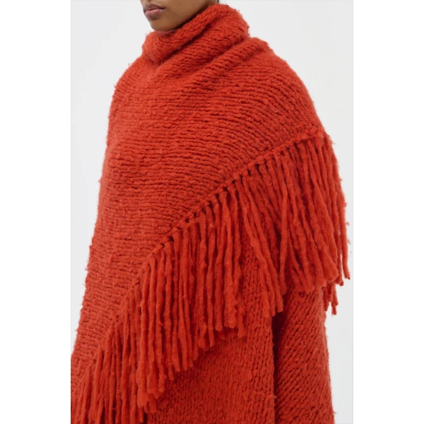 Gabriela Hearst Lauren Knit Wrap in Antelope Orange Welfat Cashmere, view 3