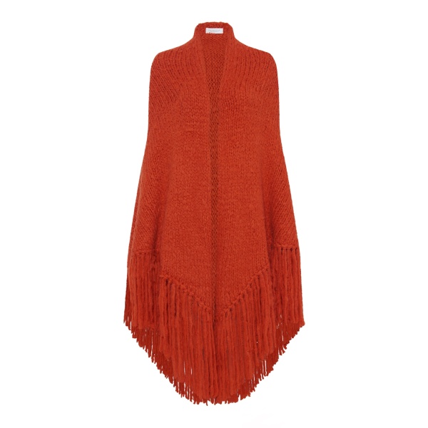 Gabriela Hearst Lauren Knit Wrap in Antelope Orange Welfat Cashmere