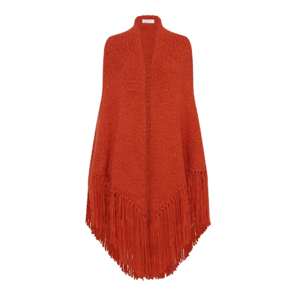 Gabriela Hearst Lauren Knit Wrap in Antelope Orange Welfat Cashmere