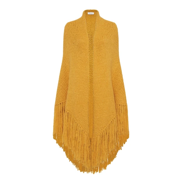 Gabriela Hearst Lauren Knit Wrap in Golden Birch Welfat Cashmere