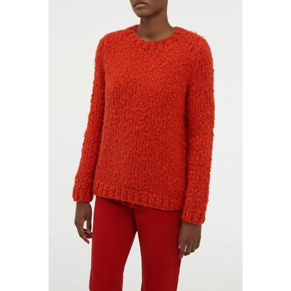 Gabriela Hearst Lawrence Knit Sweater in Antelope Orange Welfat Cashmere, view 4