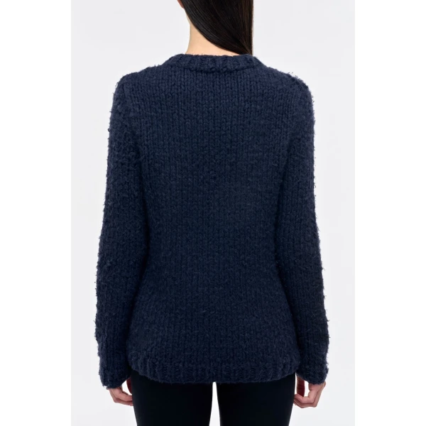 Gabriela Hearst Lawrence Knit Sweater in Dark Navy Welfat Cashmere, view 3