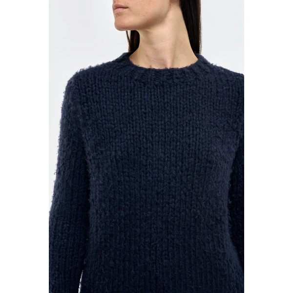 Gabriela Hearst Lawrence Knit Sweater in Dark Navy Welfat Cashmere, view 4