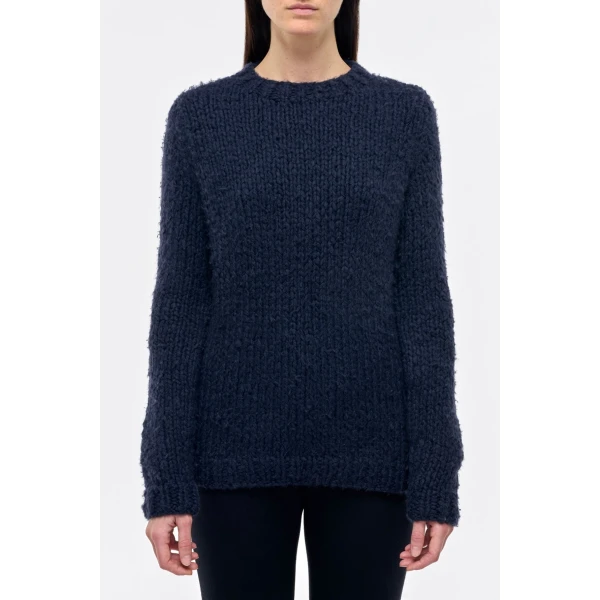 Gabriela Hearst Lawrence Knit Sweater in Dark Navy Welfat Cashmere, view 5