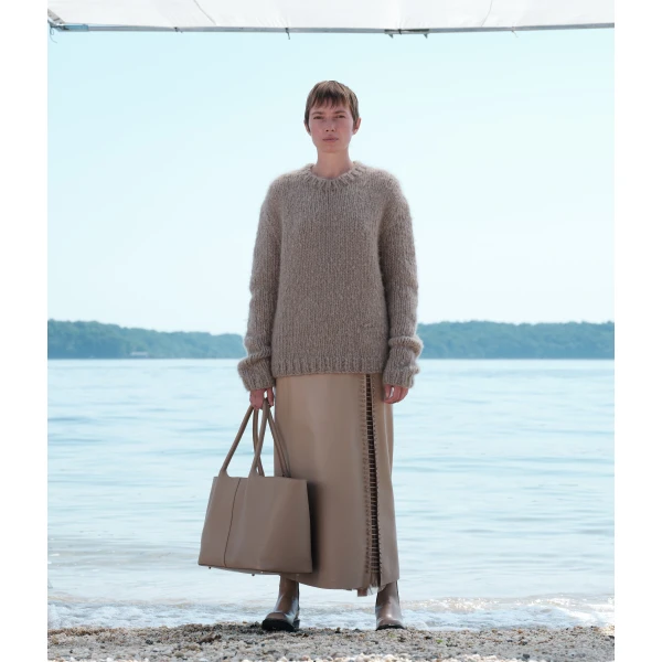 Gabriela Hearst Lawrence Knit Sweater in Oatmeal Welfat Cashmere, view 2