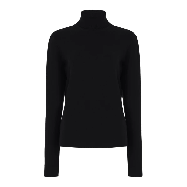 Gabriela Hearst May Knit Turtleneck in Black Merino Wool Cashmere