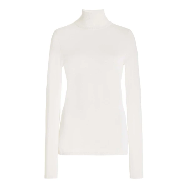 Gabriela Hearst May Knit Turtleneck in Ivory Merino Wool Cashmere