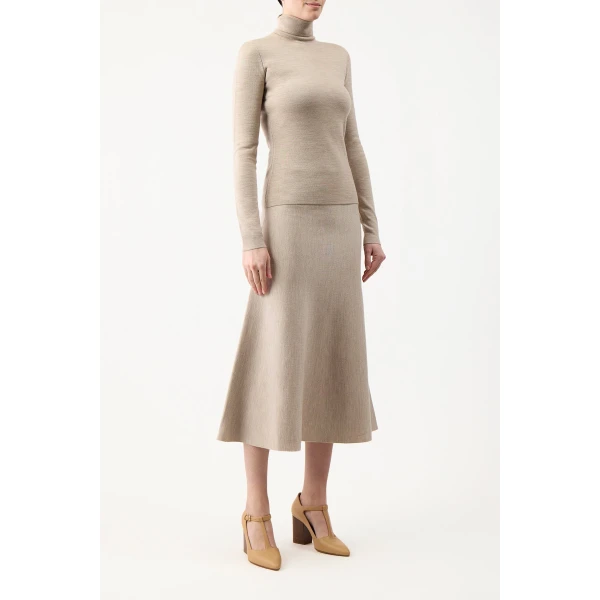 Gabriela Hearst May Knit Turtleneck in Oatmeal Merino Wool Cashmere, view 2