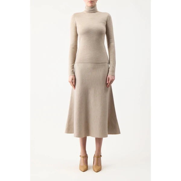 Gabriela Hearst May Knit Turtleneck in Oatmeal Merino Wool Cashmere, view 5