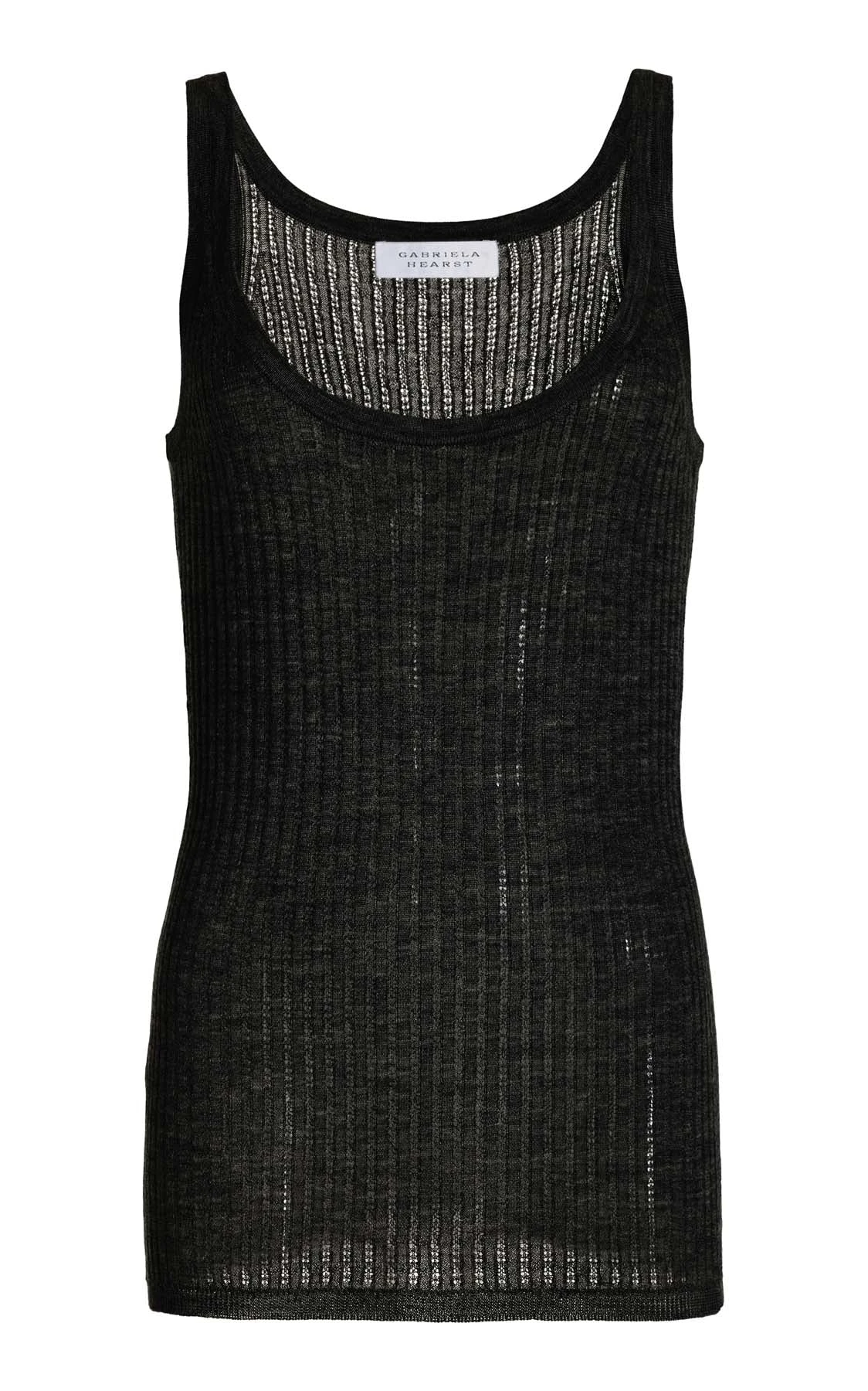Gabriela Hearst Nevin Pointelle Knit Tank Top in Black Cashmere Silk Gabriela Hearst Nevin Pointelle Knit Tank Top in Black Cashmere Silk