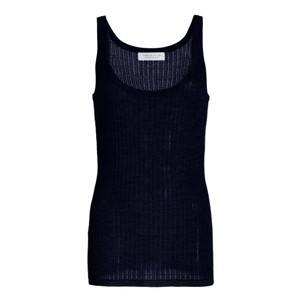 Gabriela Hearst Nevin Pointelle Knit Tank Top in Dark Navy Cashmere Silk