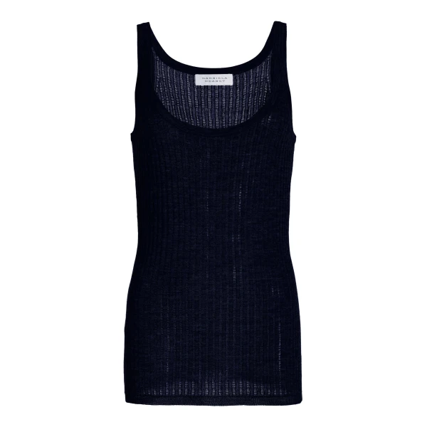 Gabriela Hearst Nevin Pointelle Knit Tank Top in Dark Navy Cashmere Silk