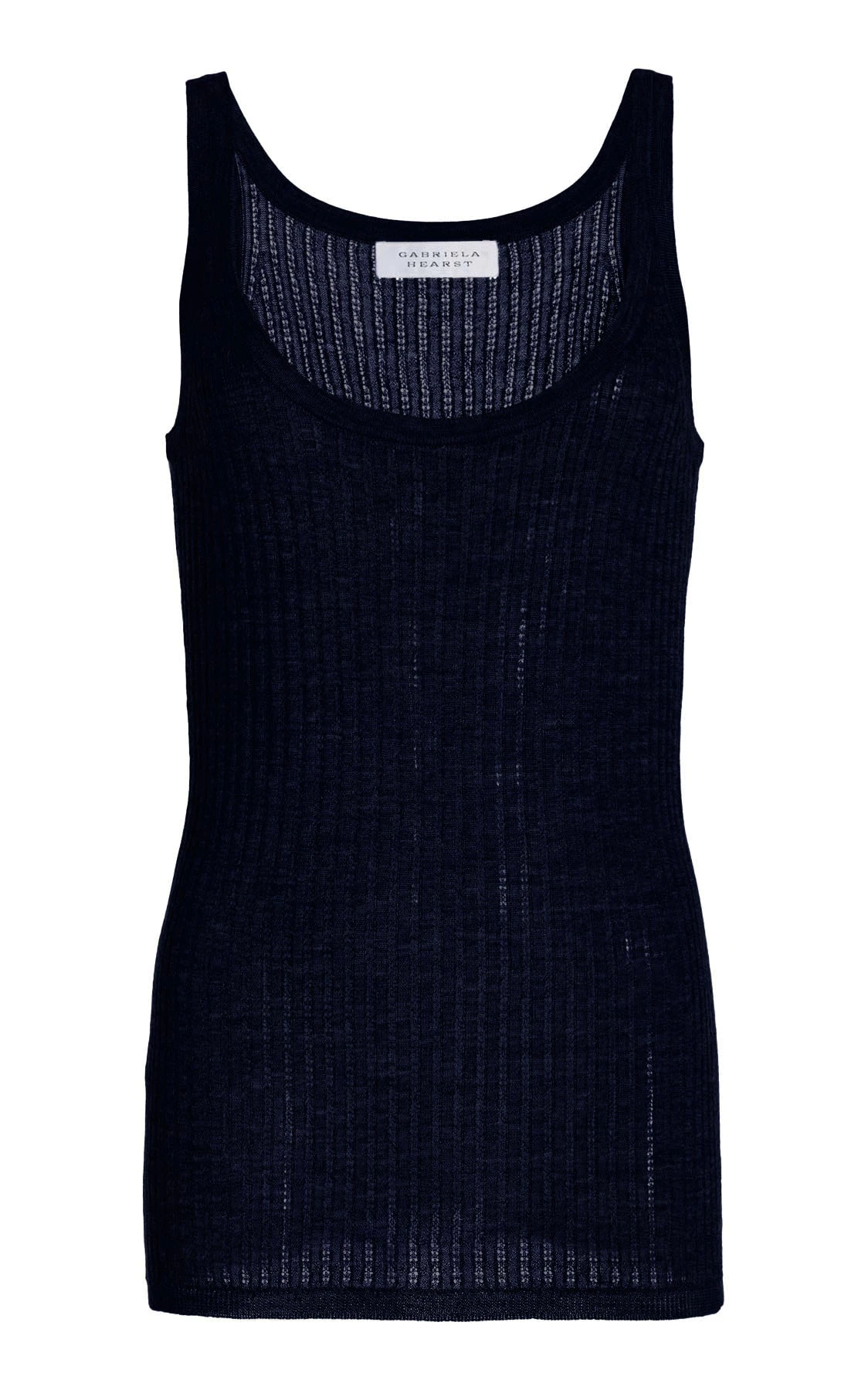 Gabriela Hearst Nevin Pointelle Knit Tank Top in Dark Navy Cashmere Silk Gabriela Hearst Nevin Pointelle Knit Tank Top in Dark Navy Cashmere Silk