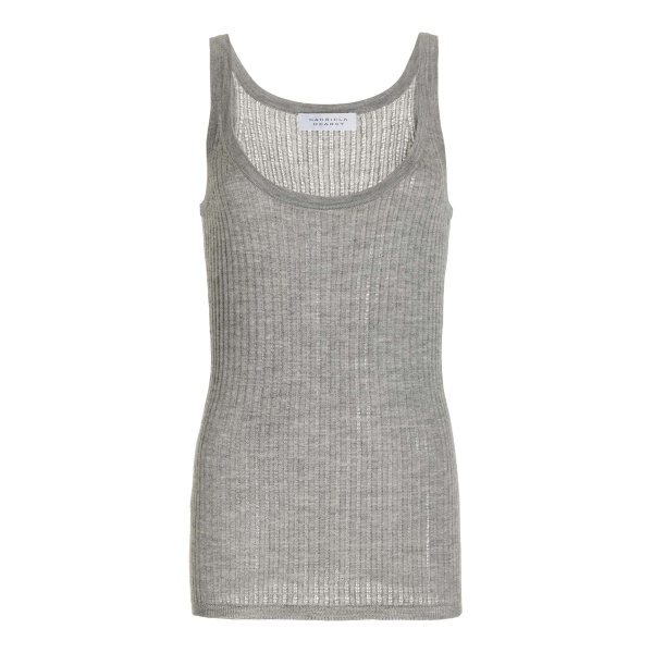 Gabriela Hearst Nevin Pointelle Knit Tank Top in Heather Grey Cashmere Silk
