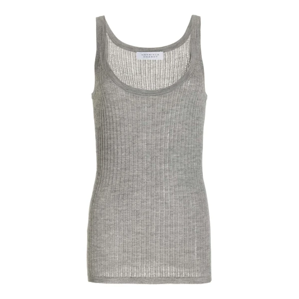 Gabriela Hearst Nevin Pointelle Knit Tank Top in Heather Grey Cashmere Silk