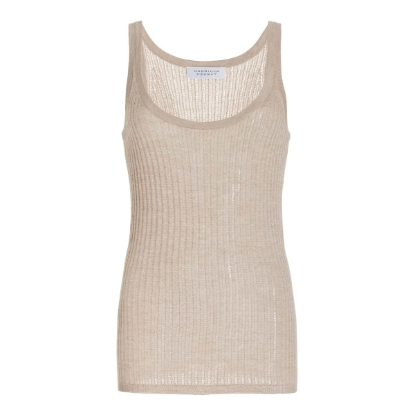 Gabriela Hearst Nevin Pointelle Knit Tank Top in Oatmeal Cashmere Silk