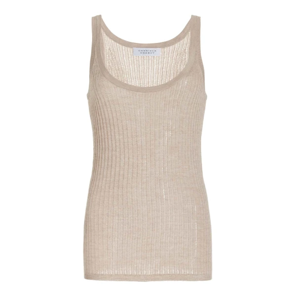 Gabriela Hearst Nevin Pointelle Knit Tank Top in Oatmeal Cashmere Silk