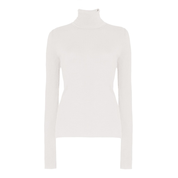 Gabriela Hearst Peppe Knit Turtleneck in Ivory Cashmere Silk